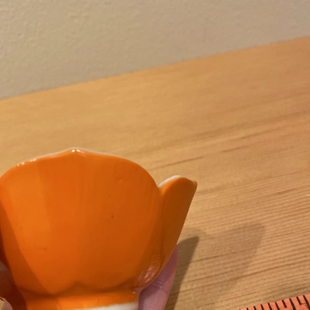 Vintage Knobler Japan Lotus Bowl Porcelain |‎ MCM Kitchen Decor Orange 3.5